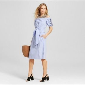 Who What Wear Embroidered Bardot Dress